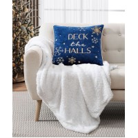 Lacourte Deck The Halls Decorative Pillow, 20″ x 20″, Navy