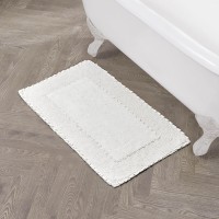 Laura Ashley Ruffled Cotton Bath Rug, 20″ X 34″ – White