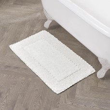 Laura Ashley Ruffled Cotton Bath Rug, 20″ X 34″ – White