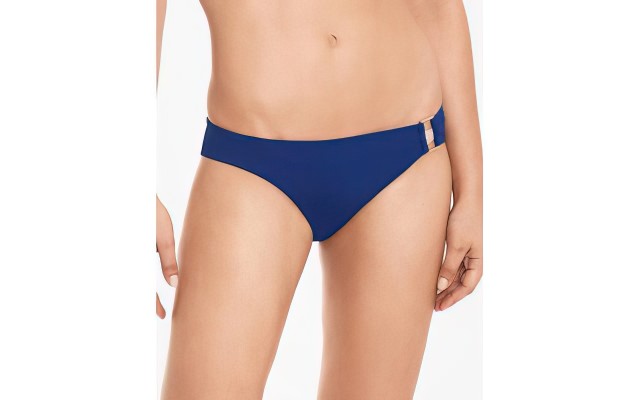  Beach Club Metallic-Ring Bikini Bottoms, Navy, 0