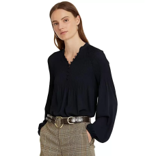Lauren Ralph Lauren Blouson Sleeve Top Lauren, Navy, Small