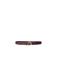 Lauren Ralph Lauren Charm Crosshatch Leather Belt, Vintage Burgundy, Large