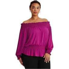 Lauren Ralph Lauren Off-the-shoulder Balloon Sleeve Top, French Orchid, XX-Large