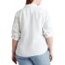  Plus Size Roll-tab Sleeve Top White 2X