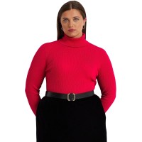 Lauren Ralph Lauren Plus Size Turtleneck Sweater, Martin Red, 3X
