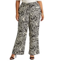 Lauren Ralph Lauren Plus-Size Paisley-Print Crepe Polo Black/Cream, 3X Plus