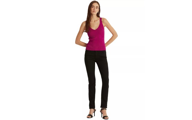  Womens Cotton-Blend Sleeveless Sweater, Purple, M
