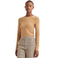 Lauren Ralph Lauren Womens Long Sleeve Tee Pullover Top, Tan, Small