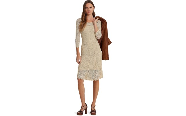  Women’s Pointelle-Knit Dress, Explorer Sand, X-Large