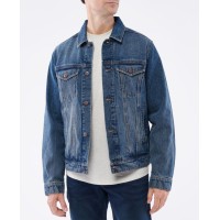 Lazer Men’s Denim Trucker Jacket, Blue, Large