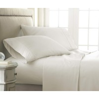 Lenjoy Home Expressed in Embossed by the Home Collection Checkered 4 Piece Bed Sheet Set, Queen – Ivory