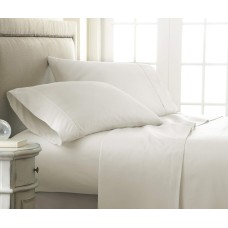 Lenjoy Home Expressed in Embossed by the Home Collection Checkered 4 Piece Bed Sheet Set, Queen – Ivory