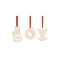 Lenox Christmas Ornaments Set of 3 – Snowman, Wreath, Angel, Ivory
