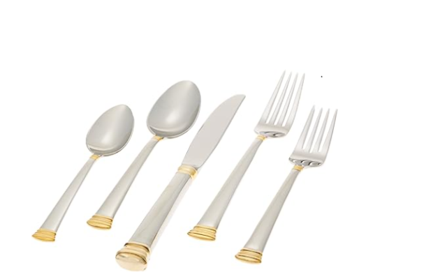 Eternal Gold Flatware 5-Piece Place Setting, Service for 1 , Stainless –