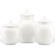 Lenox Opal Innocence Carved 3-Piece Canister Set, White