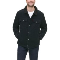Levi’s Mens Black Fleece Lined Zip Up Jacket, Medium, Black