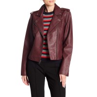 Levi’s Plus Size Faux Leather Motorcycle Jacket (Wine, 1X)