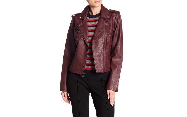Levi’s Plus Size Faux Leather Motorcycle Jacket (Wine, 1X)