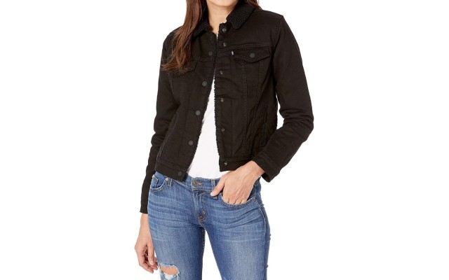 Levi’s Red Tab Womens Original Sherpa Trucker Jacket, Black, XL