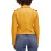 Levi’s Women’s Faux-Leather Belted Hem Moto Jacket, Gold, Small