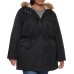 Levi’s Women’s Plus Size Performance Mid-Length Parka Jacket, Black/Sherpa Lining, 1X