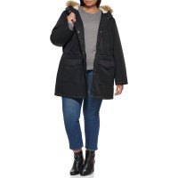 Levi’s Women’s Plus Size Performance Mid-Length Parka Jacket, Black/Sherpa Lining, 1X