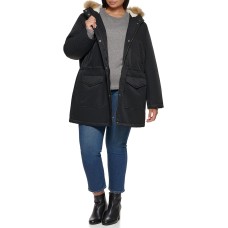 Levi’s Women’s Plus Size Performance Mid-Length Parka Jacket, Black/Sherpa Lining, 1X