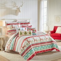 Levtex Home Let It Snow 3-Piece Multicolor Reindeer/Snowflakes Microfiber Full/Queen Quilt Set