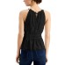  Gathered Halter Top, Small, Black