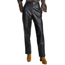 Leyden Women’s Seamed Straight-Leg Elastic-Back Pants, Black, Medium