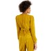  Womens Velvet Wrap Top, Gold/XS