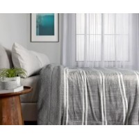 Life Comfort Sherpa Fleece Blanket, 98 x 92 inches (Gray)