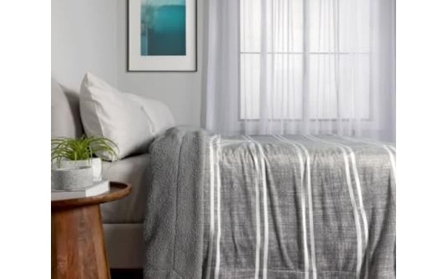  Sherpa Fleece Blanket, 98 x 92 inches (Gray)