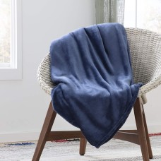 Linenspa Flannel Fleece Blanket, Navy, 50×60
