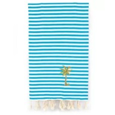 Linum Home Fun in the Sun Breezy Palm Tree Pestemal Beach Towel, Turquoise, 72x36