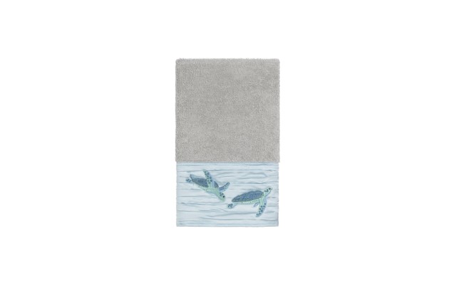 Linum Home Mia Embroidered Turkish Cotton Hand Towel, Gray