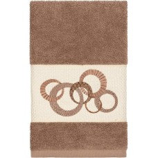 Linum Home Turkish Cotton Annabelle Embellished Hand Towel Bedding, Brown, 30×16