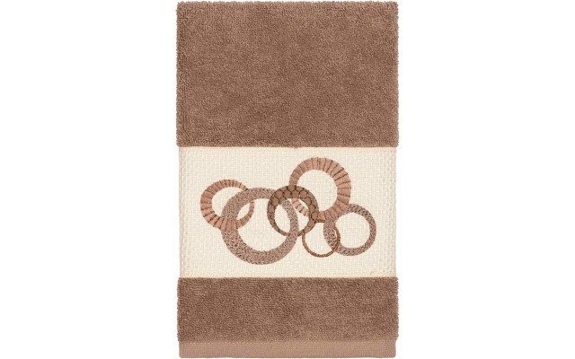  Turkish Cotton Annabelle Embellished Hand Towel Bedding, Brown, 30×16