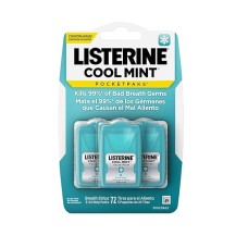 Listerine Cool Mint Pocketpaks Breath Strips Kills Bad Breath Germs, 24-Strip Pack, 3 Pack