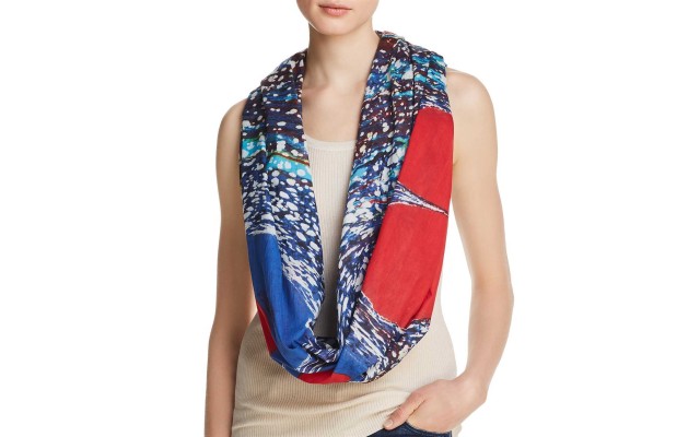  Marble Heart Print Scarf (Red/Multi)