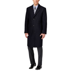 London Fog Big and Tall Signature Wool-Blend Overcoat, Black, 52R