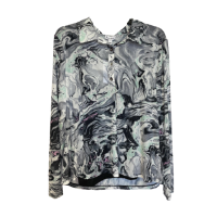 Love, Fire Womens Plus Size Tie-Dye Printed Polo Shirt, Black Marble, 1X