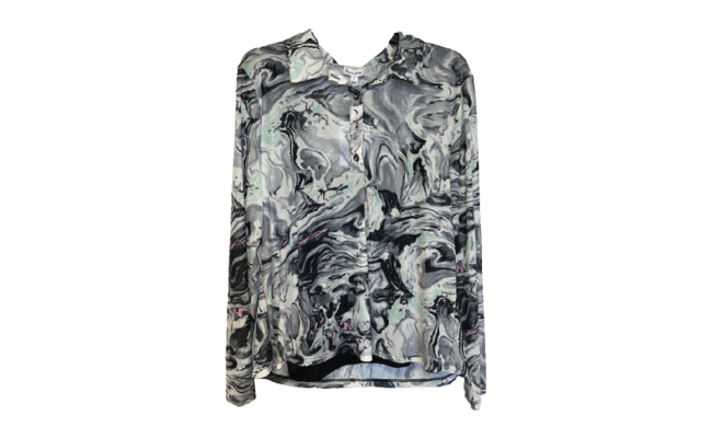 Love, Fire Womens Plus Size Tie-Dye Printed Polo Shirt, Black Marble, 1X