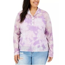 Love Fire Womens Plus Size Tie-Dye Printed Polo Shirts