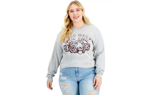  Womens Trendy Plus Size Cotton Graphic T-Shirts, Gray, 1X