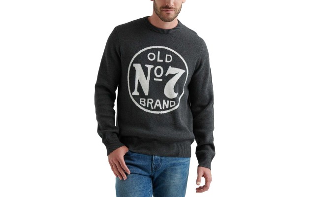  Men’s Old No 7 Graphic Sweatshirt (Gray, Medium S/S)