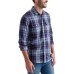  Men’s Two-Pocket Workwear Plaid Shirt (Blue Plaid, Small)