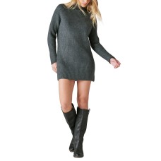 Lucky Brand Women’s Mock Neck Knit Sweater Dress, Gray Heather, XX-Large
