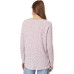  Women’s Oversized V-Neck Waffle Thermal Top, Pink Floral Print,Small