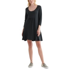 Lucky Brand Womens Weekend Cotton Blend Babydoll Dress, Black, S